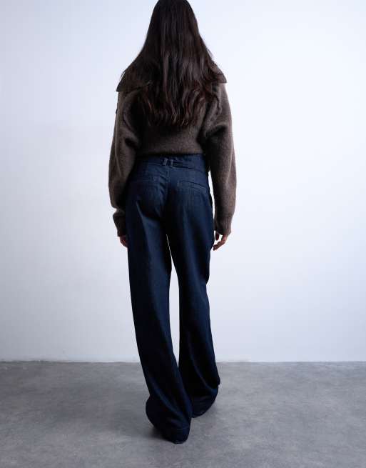 Topshop - Jeans met super hoge taille en ceintuur in indigo, 5 van 5