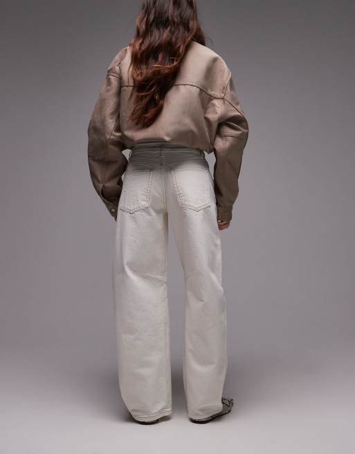 Topshop - Jeans met wijde ronde pijpen in gebroken wit, 2 van 5
