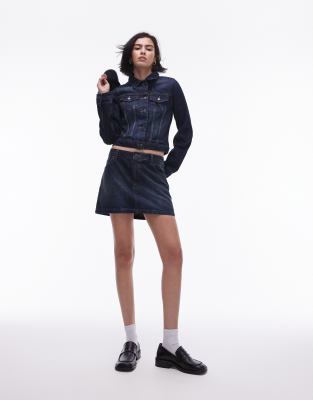 Topshop - Jeans-Minirock in kräftigem Vintage-Blau, Kombiteil