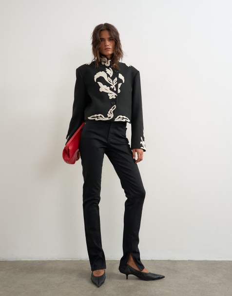 Topshop jeans skinny con spacco laterale nero - view 1