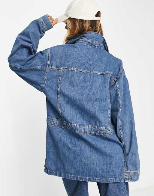 Topshop – Jeansjacke in Mittelblau im 70er-Stil , 4 von 4