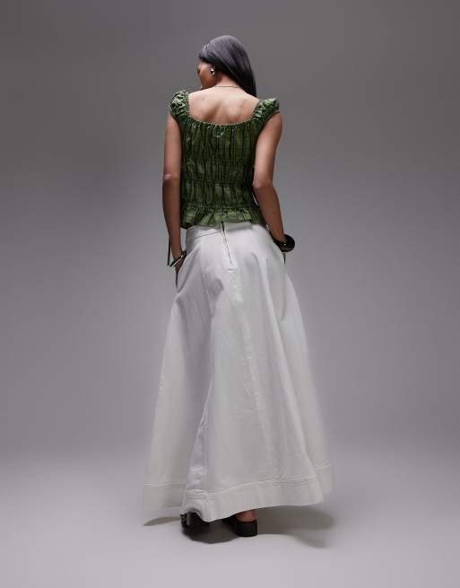 Topshop – Jeansowa spódnica maxi z koła w kolorze ecru, 5 z 5