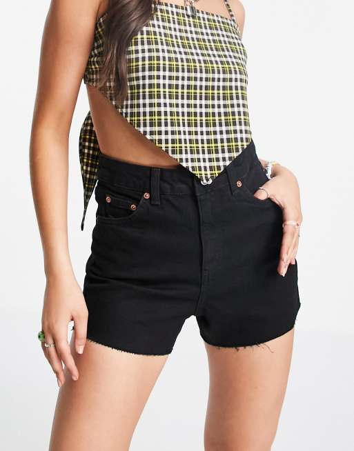 Topshop – Jeansowe szorty mom fit z comfort stretchem w kolorze spranej czerni