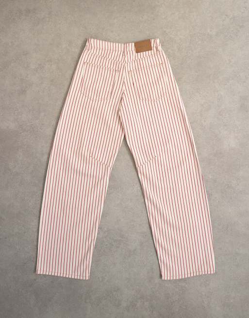 Topshop – Jeansy barrel ze średnim stanem w czerwone paski, 8 z 8