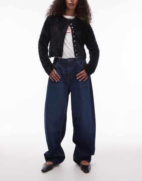Topshop – Jeansy barrel ze średnim stanem w kolorze indygo - view 1