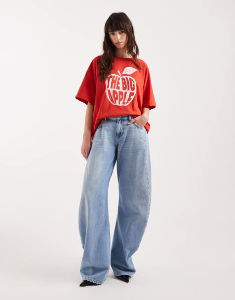 Topshop – Jeansy o fasonie boyfriend z efektem wybielenia i nierównym szwem - view 1