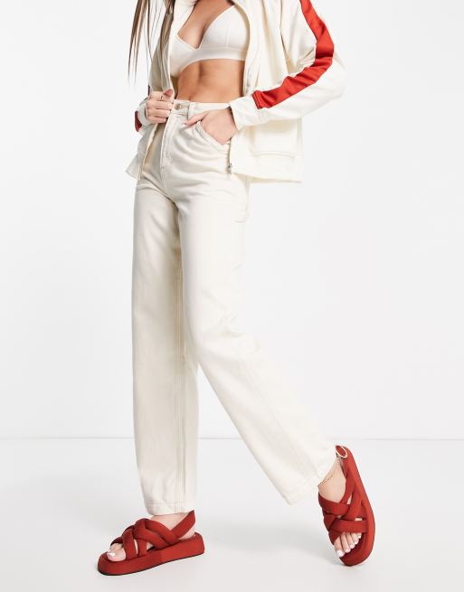 Topshop – Jeansy typu carpenter w kolorze ecru