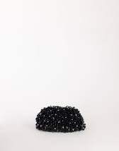 Topshop Jemma beaded clutch bag in black and silver
