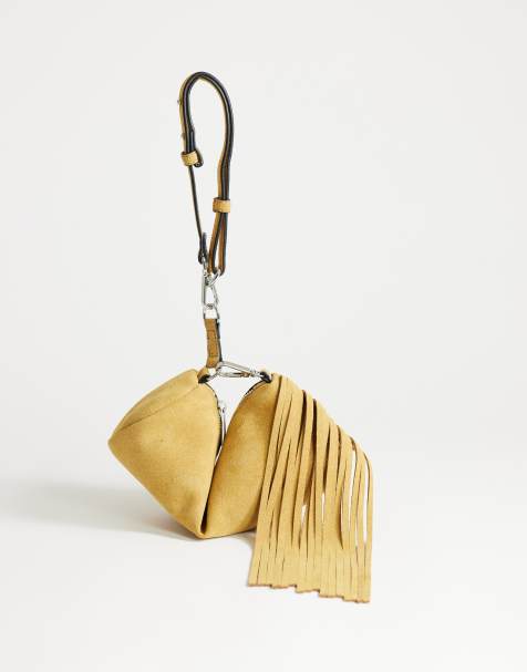 Topshop - Jemma - Borsa da spalla in vera pelle color latticello con nappe - view 1
