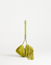 Topshop Jemma small real leather tassel medium shoulder bag in green
