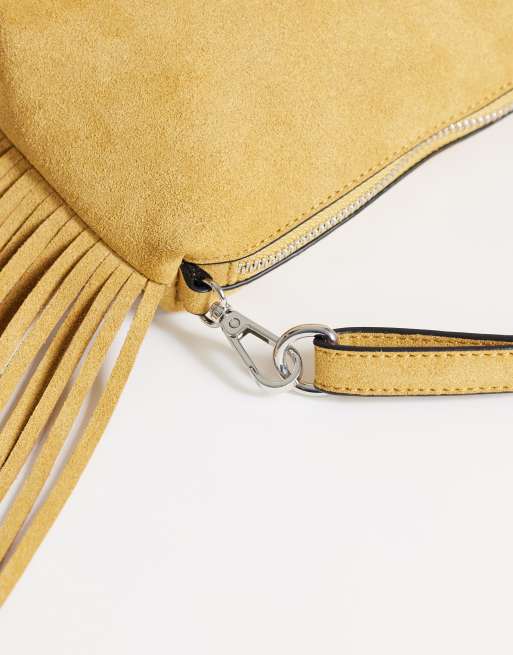 Topshop Jemma small real leather tassel shoulder bag in buttermilk, 3 of 4