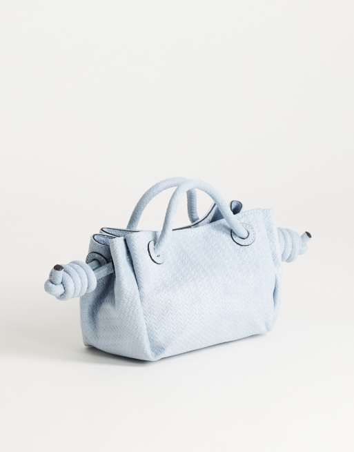 Topshop - Jenny - Borsa piccola intrecciata in camoscio sintetico blu, 3 di 4