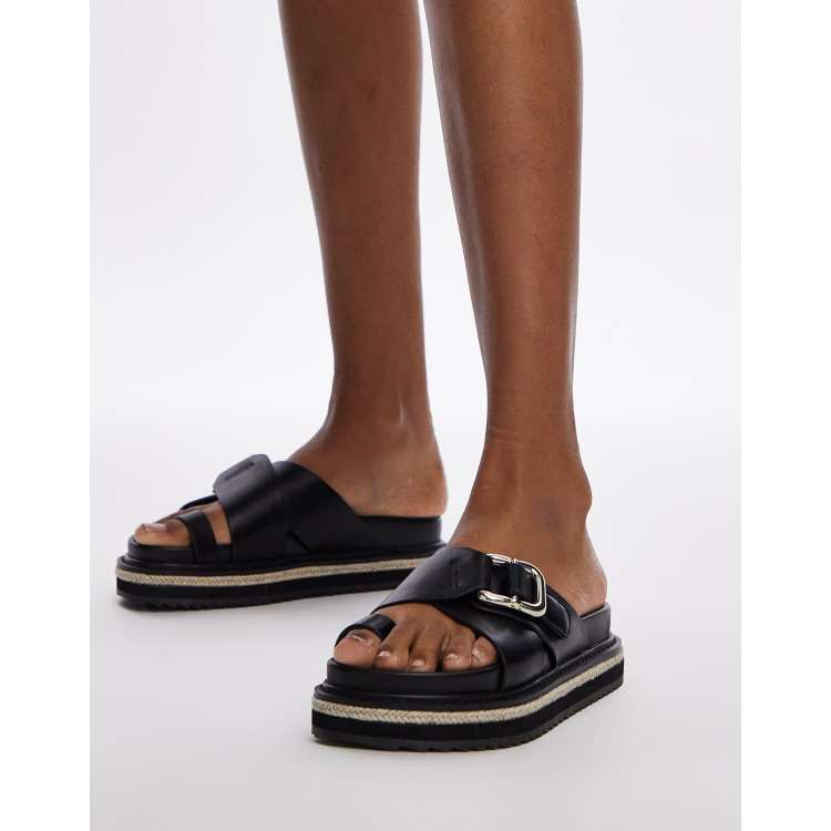 Topshop Jenny espadrille sandals with buckle detail in black ASOS