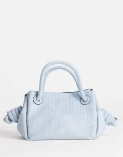 Jenny grab weave bag in blue suedette