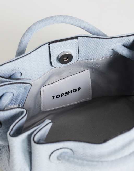 Topshop Jenny lille håndtaske i blå suedette, 4 af 4