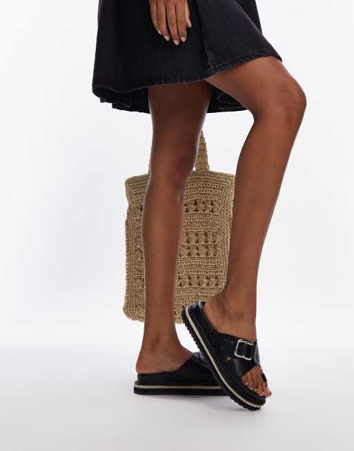 Topshop Jenny Sandali espadrilles neri con fibbia ASOS