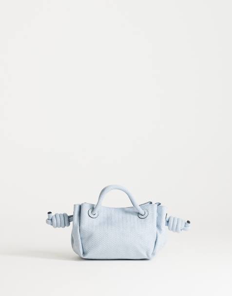 Topshop Jenny small grab weave bag in blue suedette - view 1