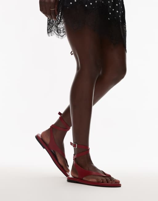 Topshop – Jeremiah – Röda sandaler med tårem, 3 av 4