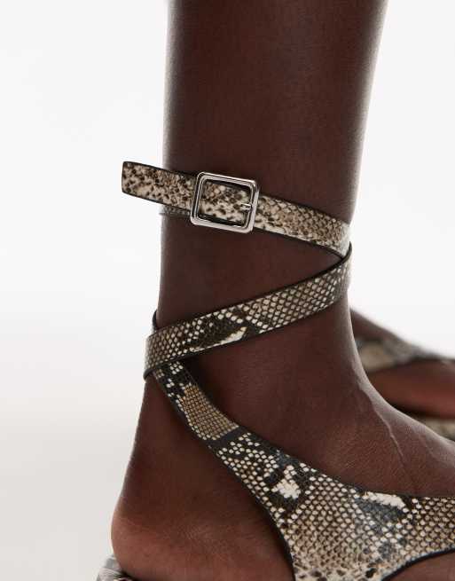 Topshop - Jeremiah - Teensandalen in slangenprint, 3 van 4