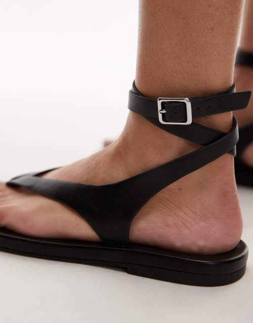 Topshop Jeremiah toe thong sandals in black