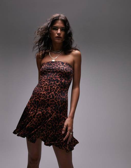 Animal print bandeau dress sale