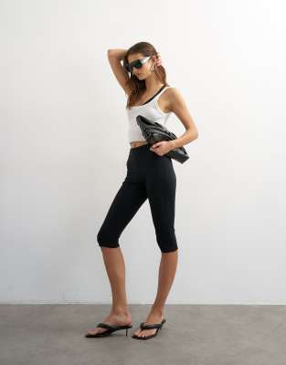 Topshop jersey capri leggings in black