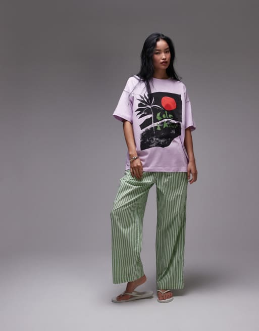 Topshop jersey Copa Cabana graphic boxy t-shirt in purple, 2 of 4