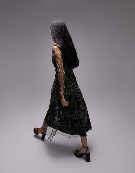 Topshop zebra 2025 mesh dress