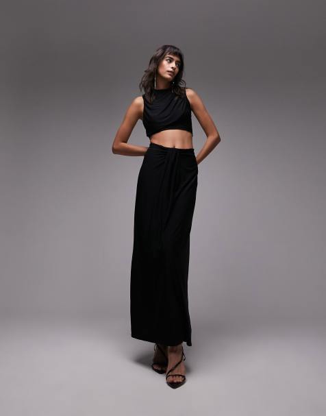 Topshop jersey draped cut out midi dress in black - view 1