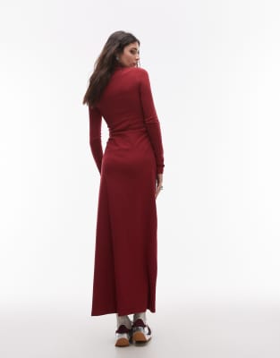 red jersey dress midi Edith Red Jersey Midi Dress  Finery London
