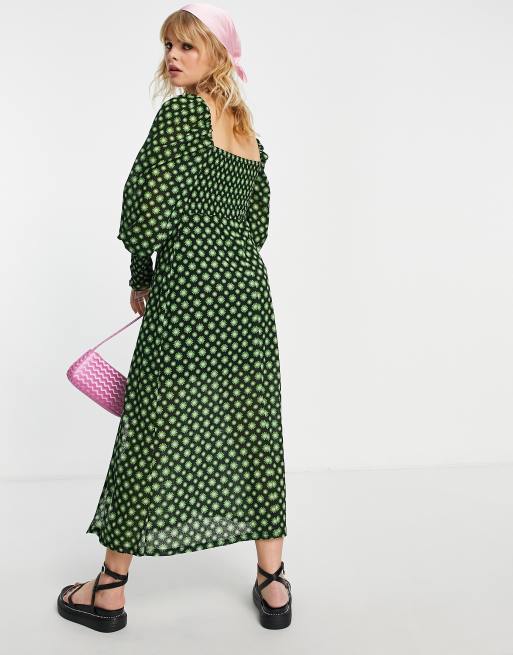 Topshop green clearance polka dot dress