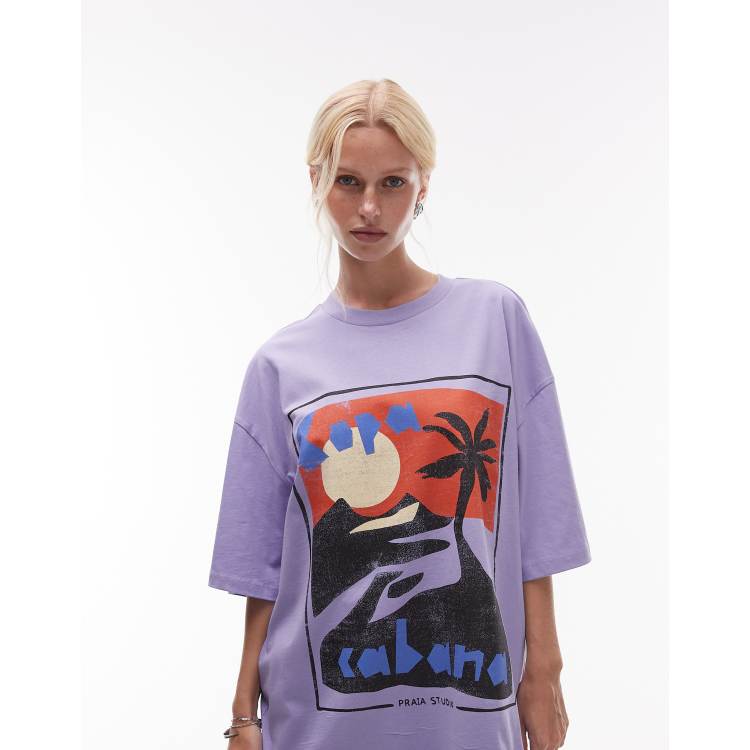Topshop jersey graphic Copa Cobana oversized t-shirt in