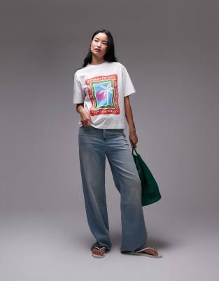 Topshop Jersey Graphic Eden Roc Holiday Print T-shirt In White
