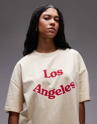 Topshop Jersey Graphic La Print T-shirt In Yellow