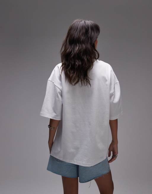 Topshop jersey graphic Palma de Mallorca oversized t-shirt in white, 3 of 4