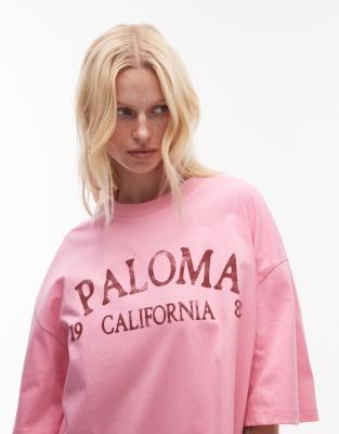jersey graphic Paloma oversized T-shirt in pink