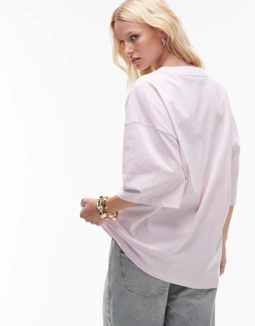 Topshop jersey graphic Plaza de Sol oversized T-shirt in pink, 4 of 4