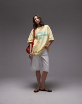 Topshop jersey graphic Palma de Mallorca oversized t-shirt in white