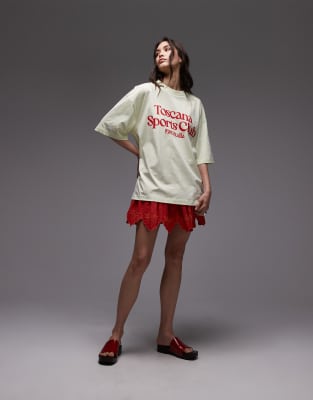 Topshop Jersey Graphic Toscana Sports Club Oversized T-shirt