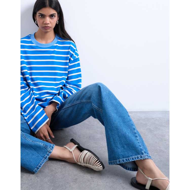 トップス Marble Print Jersey Crew Neck Top - blue トップス Marble Print Jersey Crew Neck Top - blue Marble Print