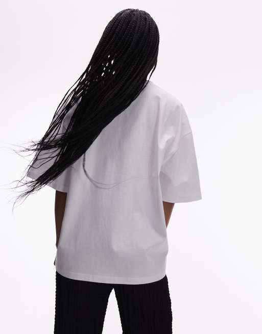 Topshop jersey oversized graphic Athens holiday t-shirt in white, 2 of 4