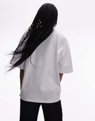 Topshop Jersey Oversized Graphic Athens Vacation T-shirt In White