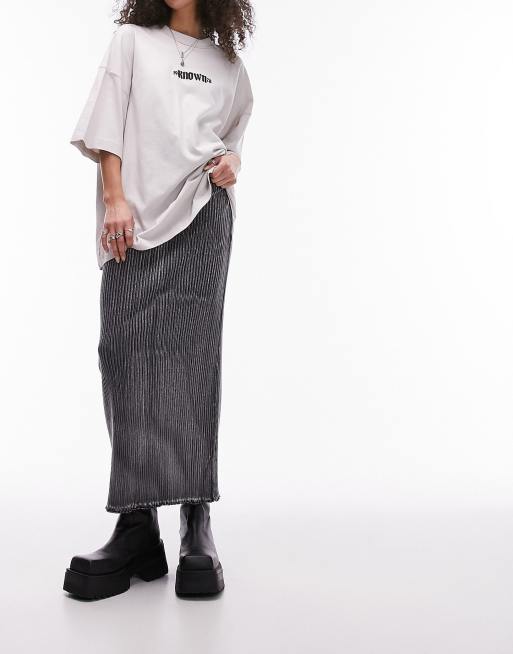 Topshop - Jersey rok in antraciet met acid wash