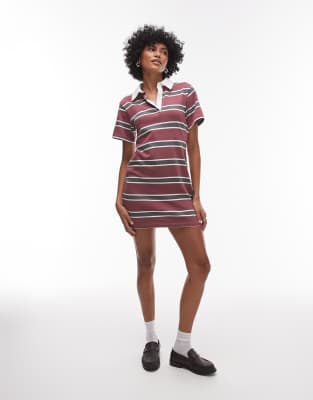 TOPSHOP JERSEY SHRUNKEN POLO MINI DRESS