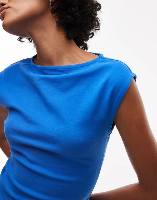 Topshop - Jersey top met rechte hals in kobaltblauw, 3 van 4