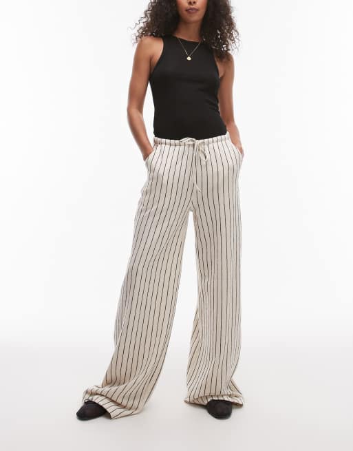 Topshop jersey towelling stripe pants in mono print, 2 of 5