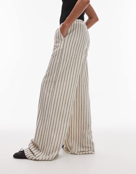 Topshop jersey towelling stripe trouser in mono print - view 1