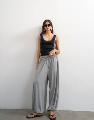 Topshop Jersey Viscose Balloon Pants In Gray