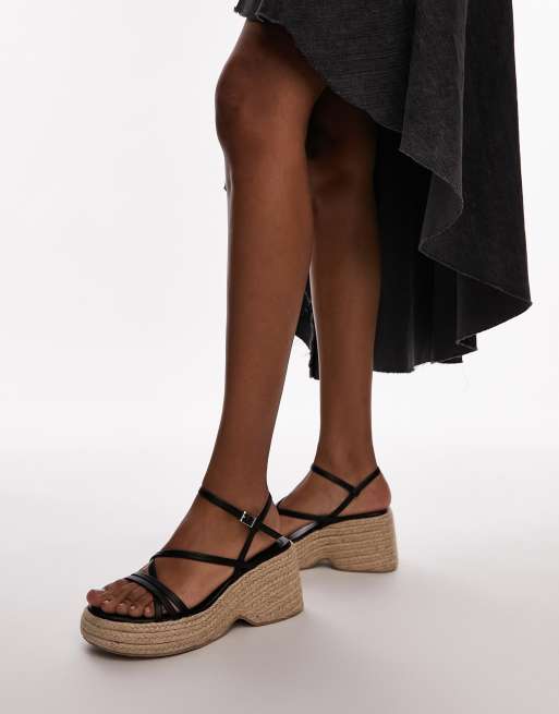 Topshop Jess espadrille wedge in black