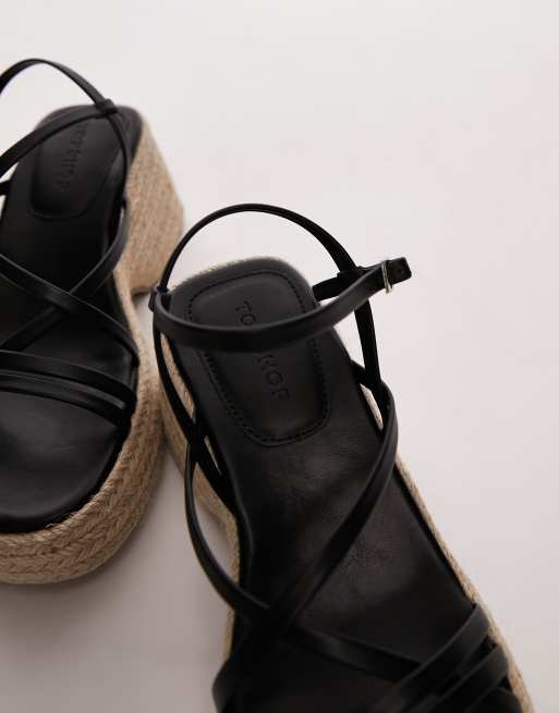 Topshop Jess espadrille wedges in black, 3 of 4